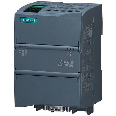 Industriell utrustning från Siemens, modell 'SIMATIC PN/J1939 LINK', mörkgrå, utför kommunikationsuppgifter i automatiserade system.
