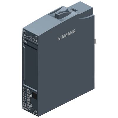 En Siemens-modul för elektrisk manövrering, mörkgrå, med olika anslutningar och påtryckt 'Siemens' på ytan.