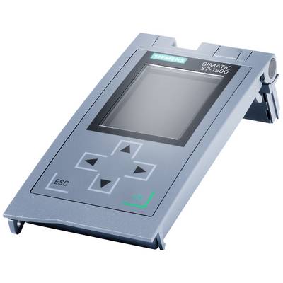 Ett Siemens SIMATIC manöverpanel, grå med display och manöverknappar, inklusive riktningsknappar och 'OK'-knapp nere till höger.