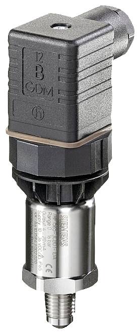 En trycksensor med metallhölje och svart plastpropp. Lämplig för industriella tryckavkänningstillämpningar.