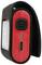 Svart och rött LED-ljus med USB-anslutning och on/off-knapp. Kompakt design, lämplig för cyklar eller hjälmar.