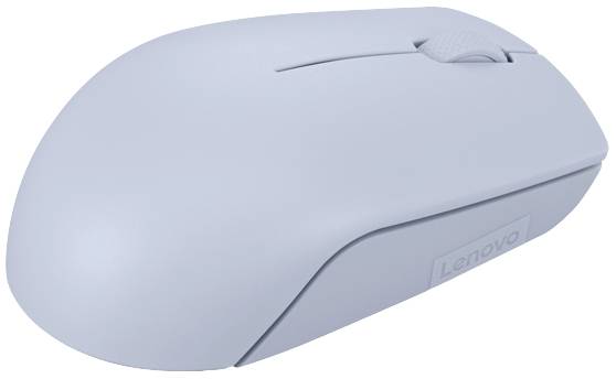 En grå trådlös datormus med Lenovo-logotypen på sidan, lämplig för användning vid datorn.