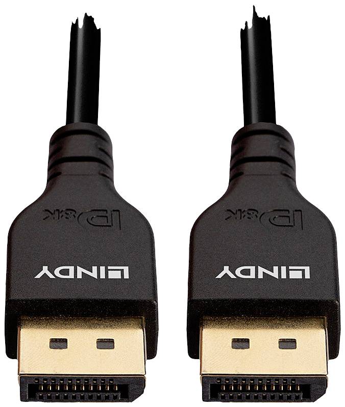 Två skadade DisplayPort-kablar med avbrutna ändar.