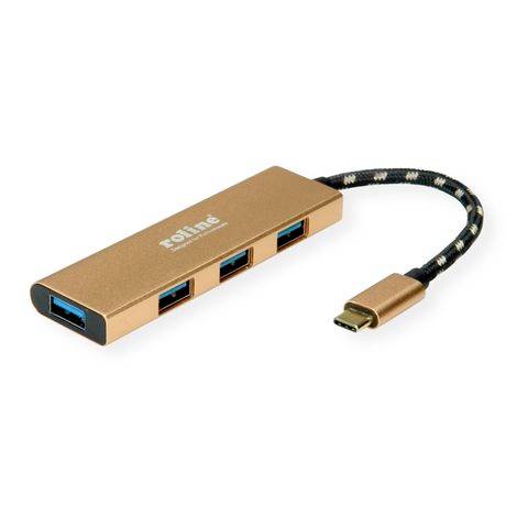 Roline 14.02.5049 USB-hubb 4 Port USB-A USB 3.2 Gen1 5 GBit/s Guld (metallic)