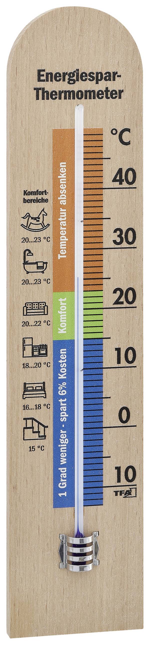TFA Dostmann Energiespar-Thermometer Termometer Natur 12.1055.05
