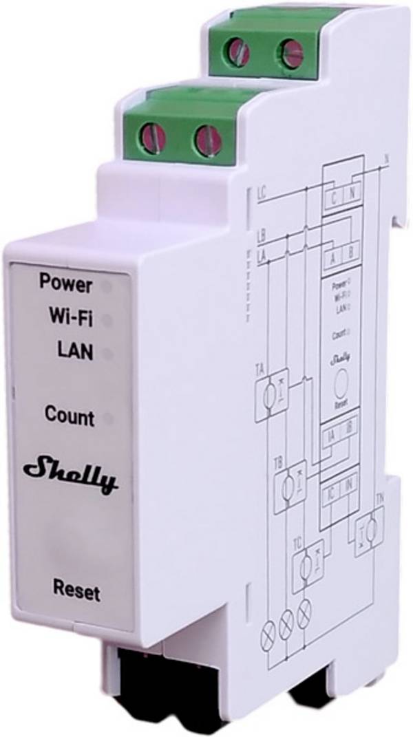 Shelly Shelly Pro 3EM 400A Shelly Strömmätare  Bluetooth, Wi-Fi