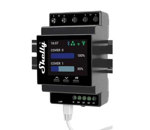 Intelligent switch with display shows technical data and symbols, including time and coverage degree of two objects.<br><br>Translated to Swedish:<br><br>Intelligent switch med display visar tekniska data och symboler, däribland tid och täckningsgrad för två objekt.
