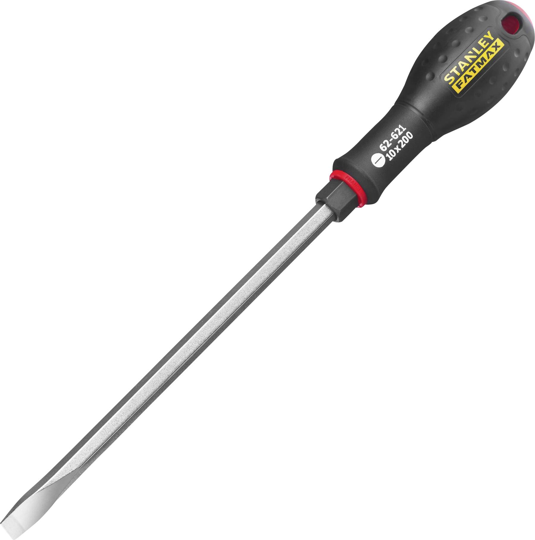 Skruvmejsel med svart handtag och silverblad, lämplig för att dra åt och lossa skruvar med spårskalle.