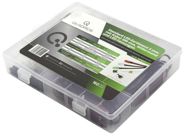 Quadrios LED sortiment Röd, Grön, Gul, Blå, Kallvit, Varmvit Rund 3 mm 600 mcd 30 ° 20 mA 3.0 V