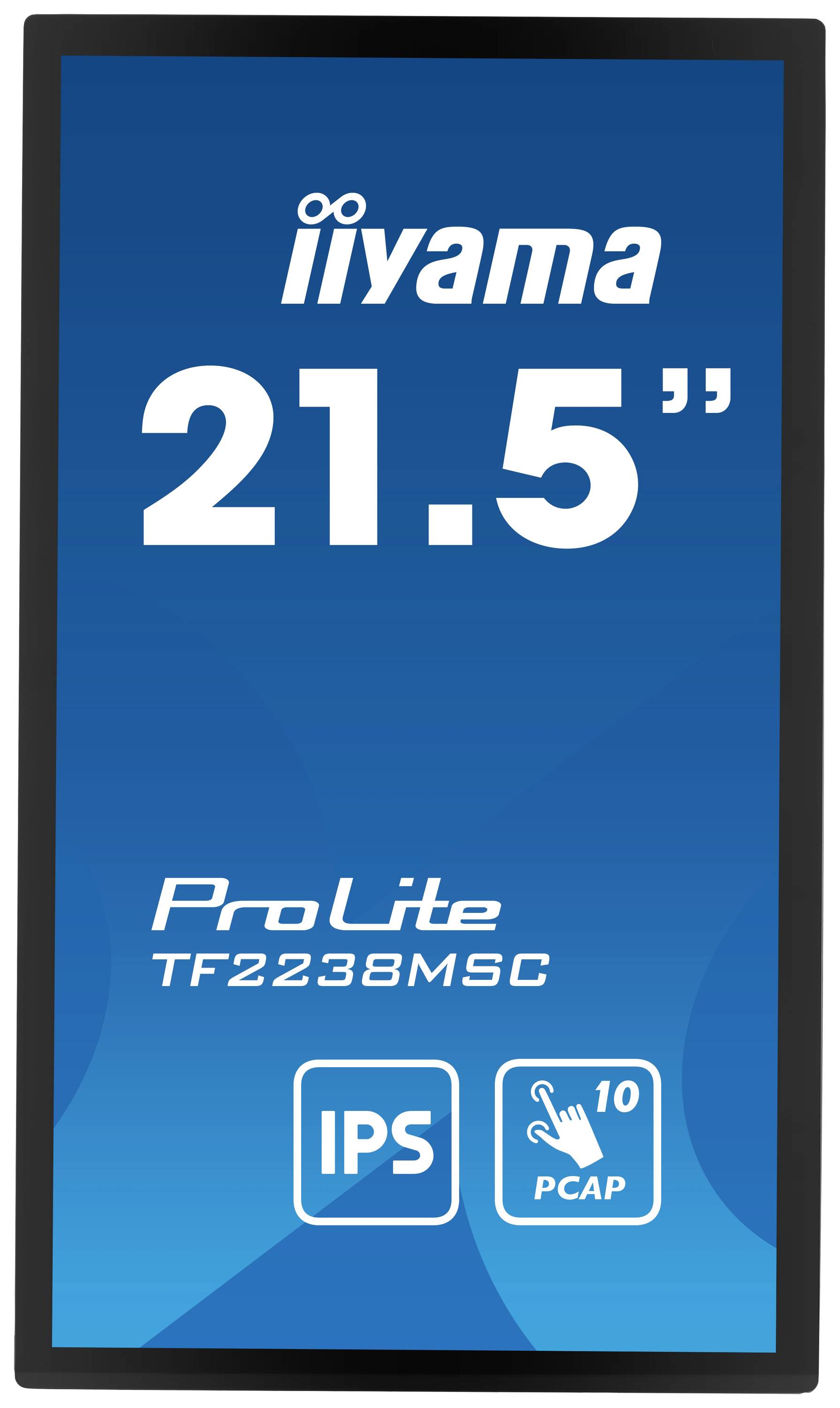 Iiyama ProLite TF2238MSC-skärm, 21,5 tum, med IPS-skärm och 10-punkts pekskärmsteknik.