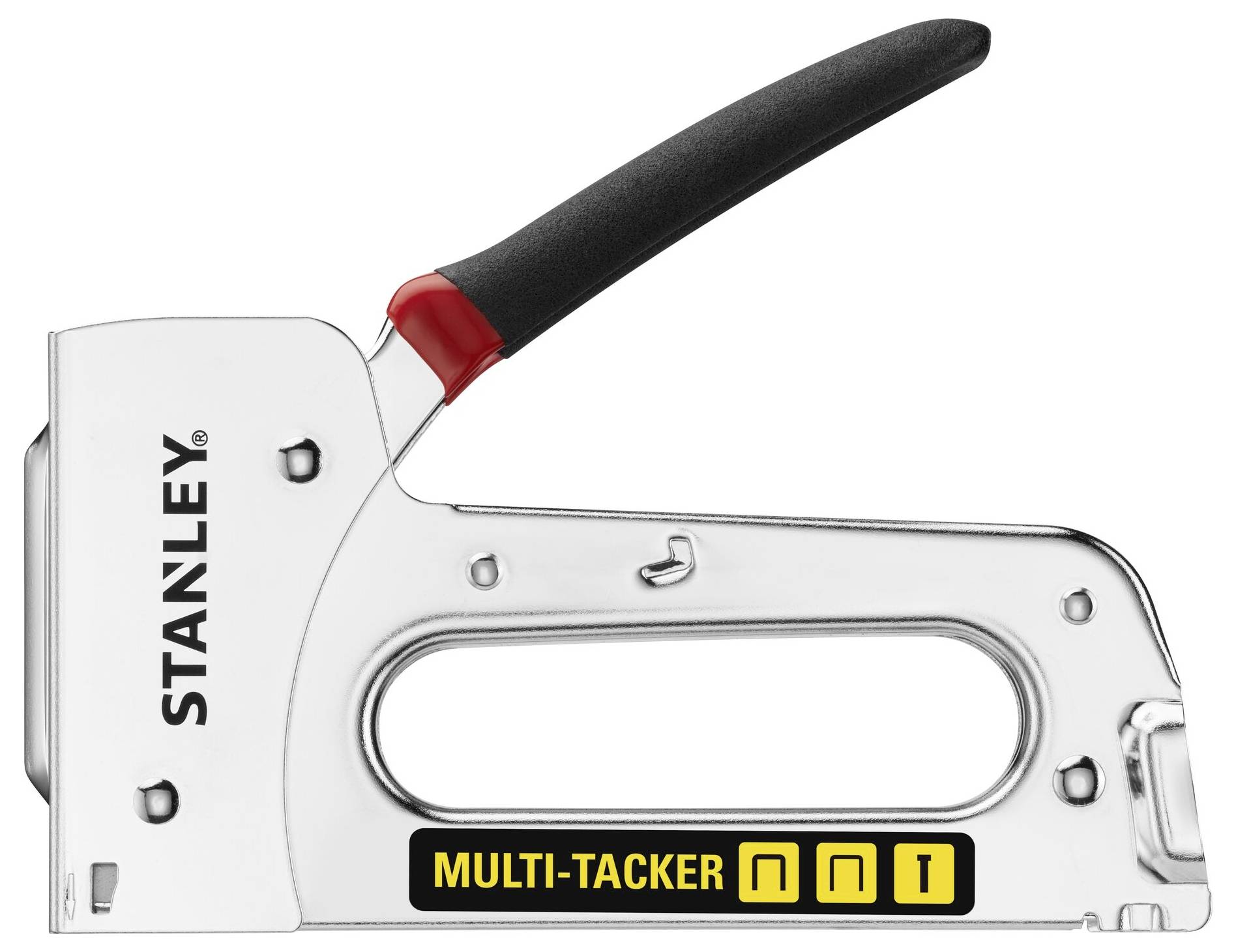 Handtack 'Stanley Multi-Tacker' av metall med svart handtag.