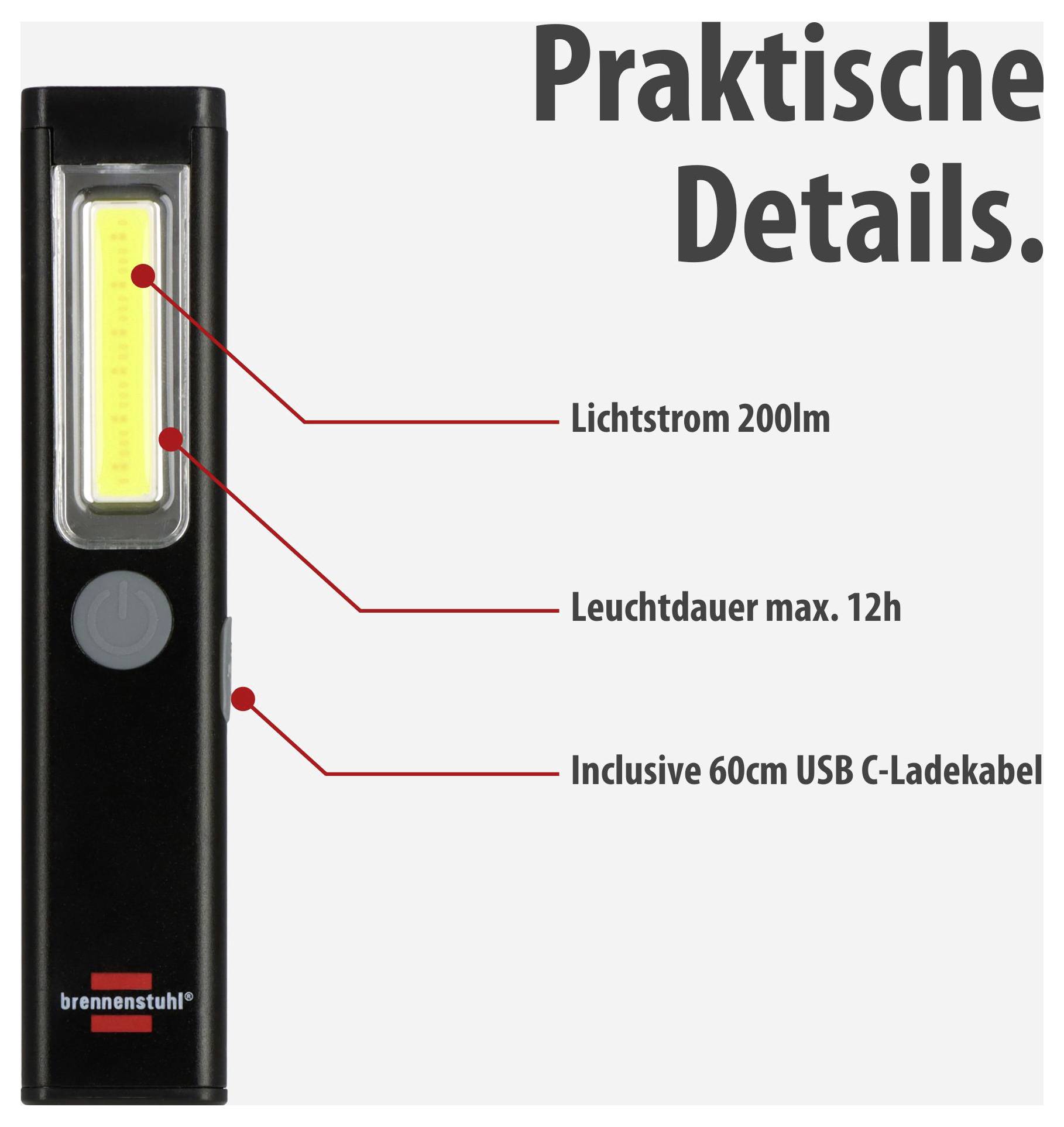 Brennenstuhl LED Handlampa, Arbetslampa PL 200 AC 200 lm 1175590100-2