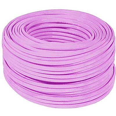 En stapel av flera rosa plasttrådar, tätt lindade.