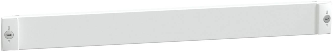 En vit rektangulär ventilationsöppning med rundade ändar. Lämplig för ventilation av rum.