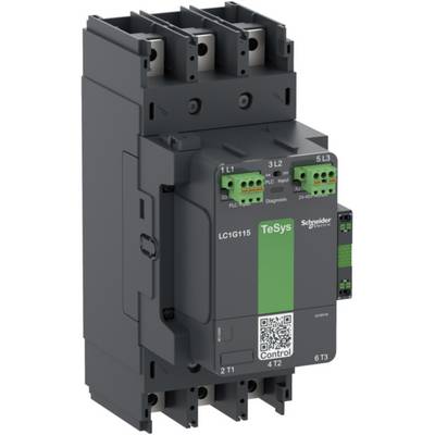 Schneider Electric TeSys kontaktor LC1G115 i grått hölje med gröna anslutningar, lämplig för industriella styrsystem.
