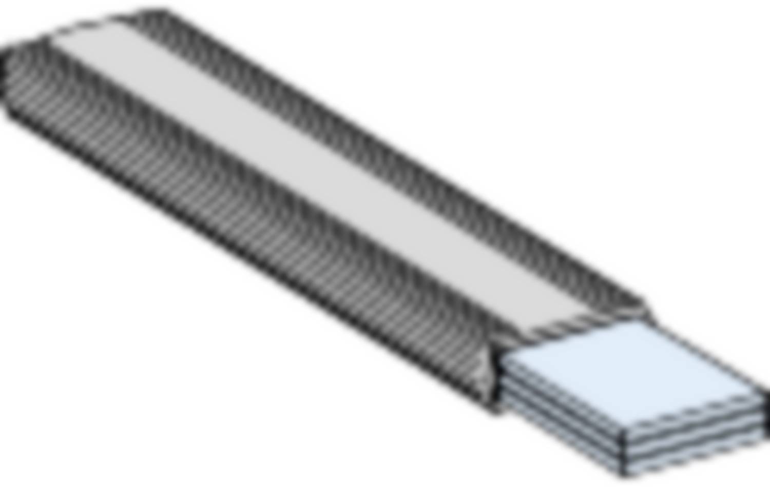 En stapeldiagram visar 81 smala, rektangulära lager som ligger ovanpå varandra, där varje lager har samma storlek.