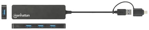 Manhattan 180863 USB-hubb 4 Port USB-A USB 3.0 5 GBit/s  Svart 180863
