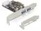 Ett PCIe-kort med två blå USB 3.0-portar. Kortet har en svart krets och silver anslutningsramar.