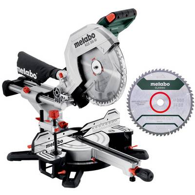 Metabo KGS 305 M kappsåg med en cirkelkapsågsblad och ett separat tillbehör för 'Metabo Classic' kappsågsblad.