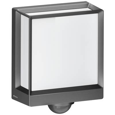 En modern, kantig rörelsesensor med vit, ogenomskinlig ljusdiffusor och svart ram. Perfekt för utomhusbelysning.