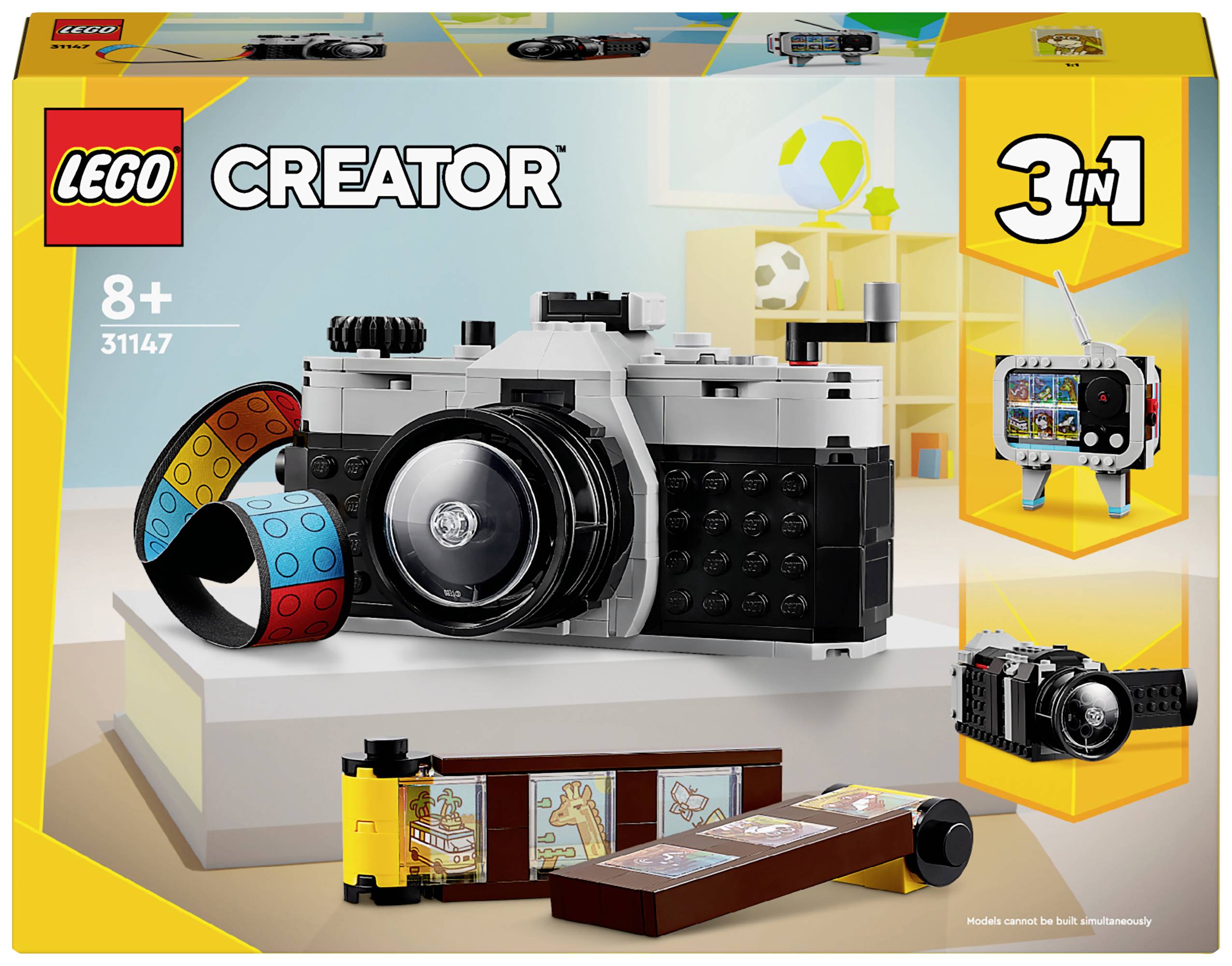 LEGO Creator Set 3-i-1 'Retro Kamera': Innehåller kamera, miniprojector och TV. För barn från 8 år. Färgglada detaljer inkluderade.