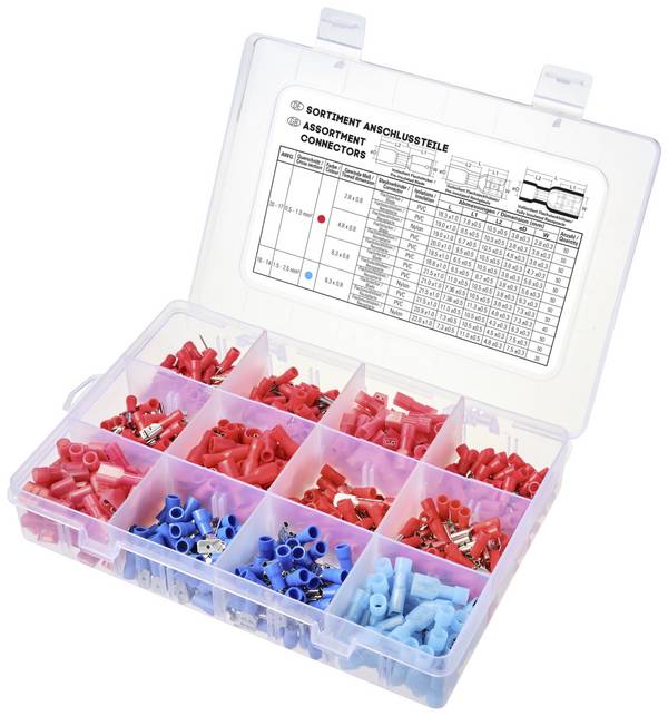 TRU COMPONENTS TC-11894516 Crimpklämma sortiment 0.5 mm² - 2.5 mm² Röd, Blå 575 st