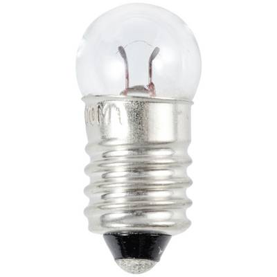 En liten glödlampa med metallfäste och klar glasskärm.