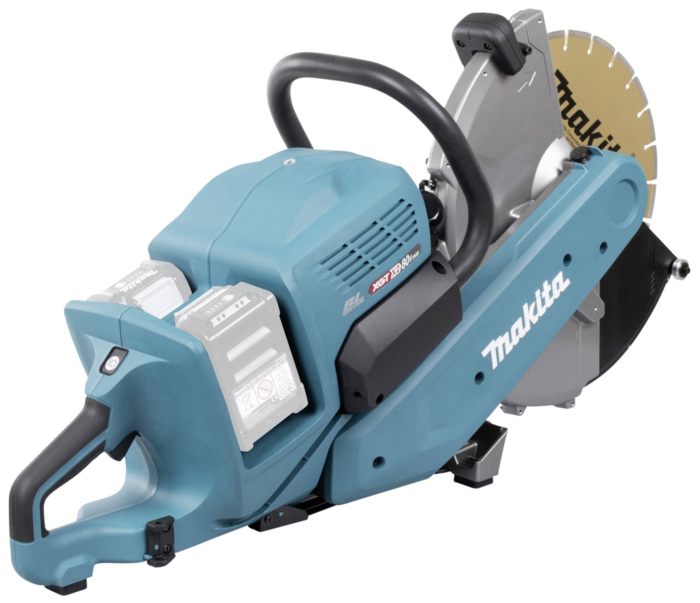 Blå elektrisk cirkelsåg med Makita-logotyp på sidan. Sågen är konstruerad för precisionsskärning av material.