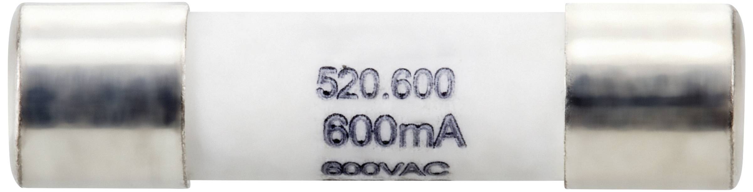Elektrisk säkring märkt '520.600', '600mA' och '600VAC'.