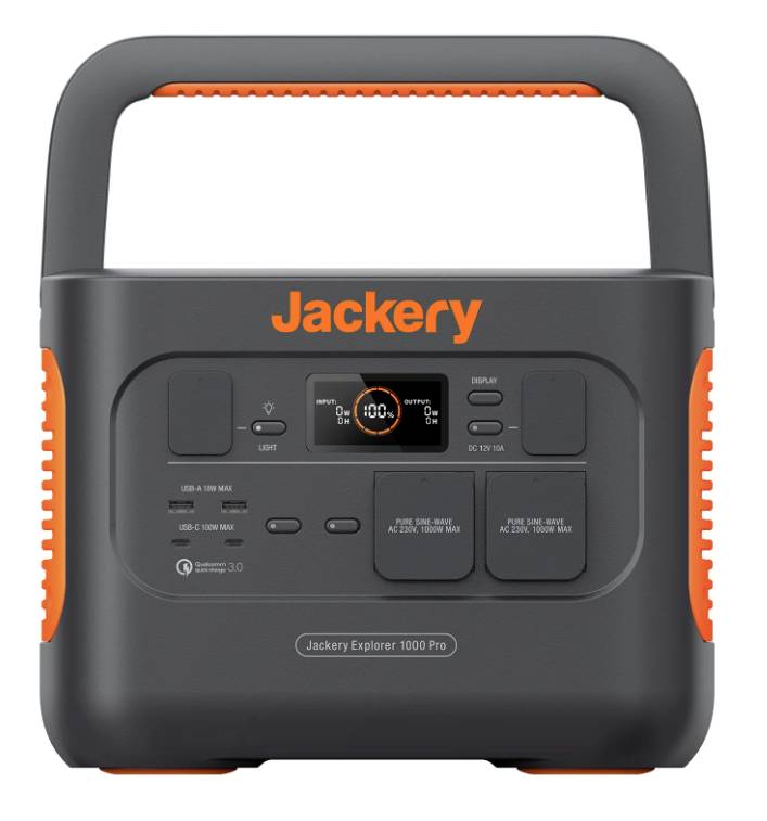 Jackery Explorer 1000 Pro Powerstation Li-Ion Svart, Orange Med laddningsregulator
