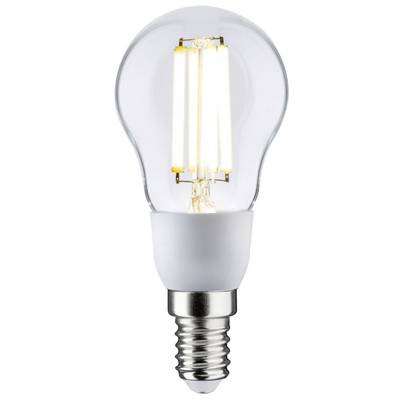 En transparent LED-glödlampa med synliga filament och en metallgänga.