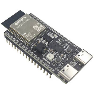 Elektronikplatta för ESP32-C3-modulen med IC-komponenter och anslutningsstift. Lämplig för IoT-utvecklingsprojekt.