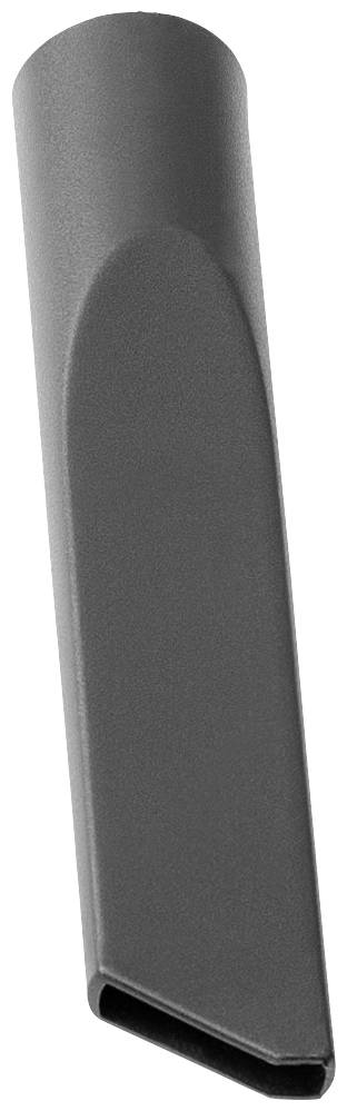 En grå, sned dammsugarmunstycksförlängare med smal öppning, lämplig för rengöring av trånga mellanrum.