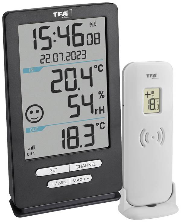 TFA Dostmann Funk-Thermometer XENA HOME Trådlös digital termometer Antracit 30.3074.10