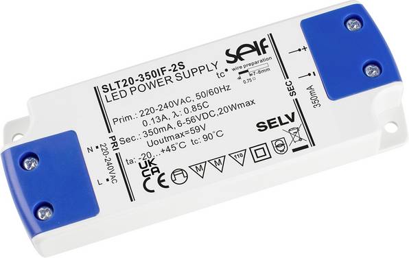 Self Electronics SLT20-350IF-2S LED transformator   20 W 0.35 A 6 - 56 V inte dimbar 1 st