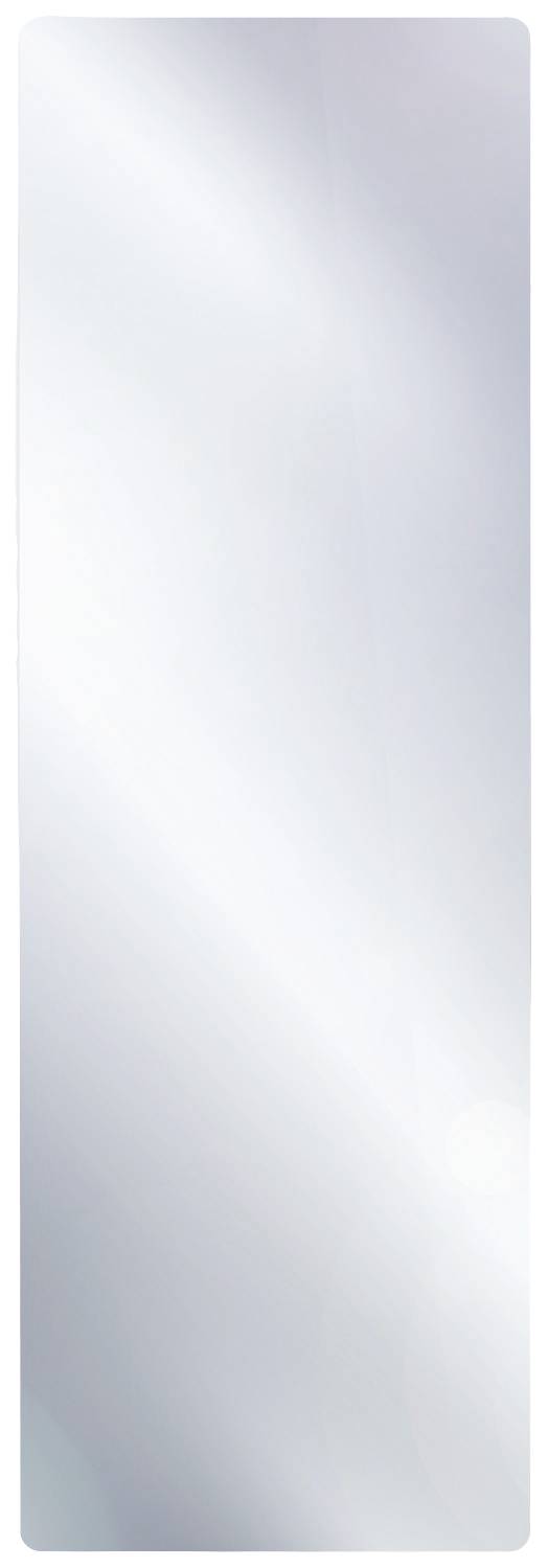 Metalliskt glänsande, spegelblank yta i rektangulär form.