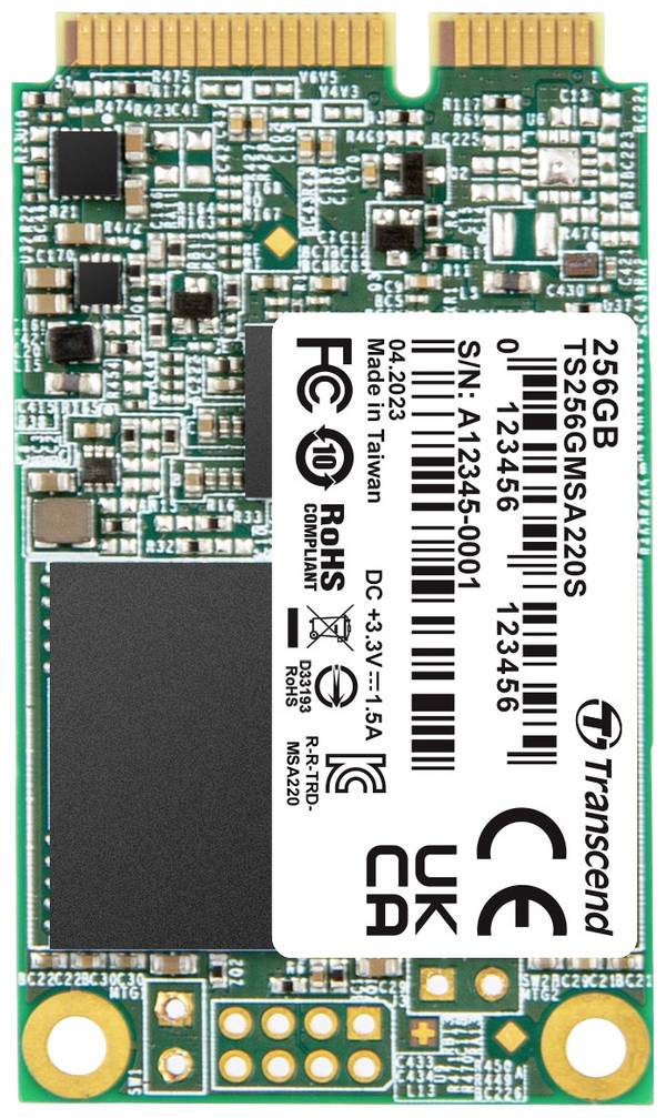 Transcend 220S 256 GB SSD-hårddisk mSATA SATA 6 Gb/s Box TS256GMSA220S