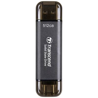 Transcend Solid State Drive, 512 GB, USB-sticka i svart och brun.