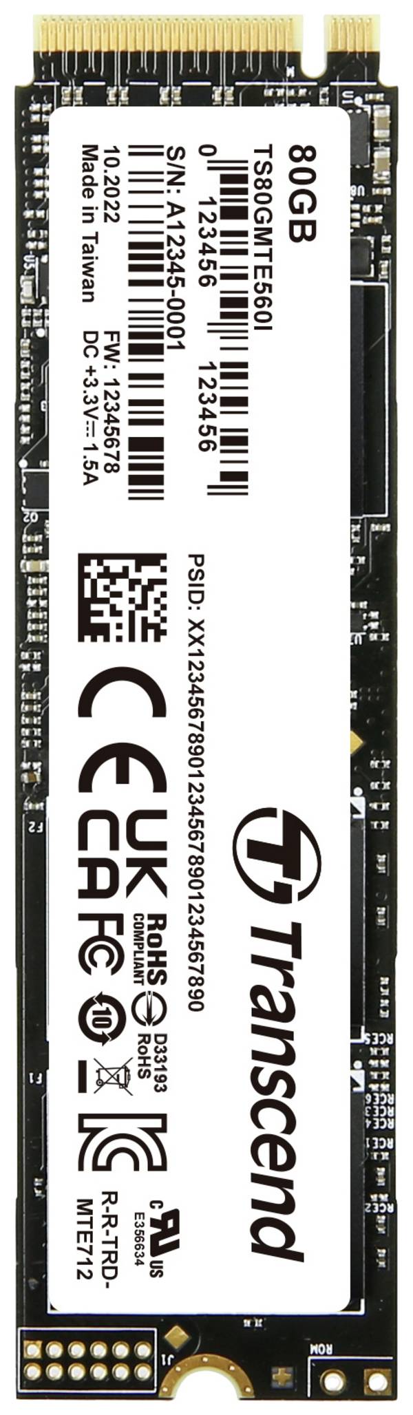 Transcend MTE560I 80 GB Intern NVMe/PCIe M.2 SSD PCIe NVMe 4.0 x4 Industrial TS80GMTE560I