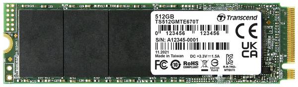 Transcend MTE670T 512 GB Intern NVMe/PCIe M.2 SSD Pcle NVMe 3,0 x4 Industrial TS512GMTE670T