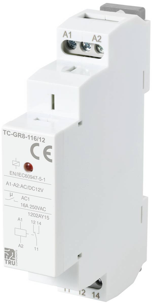 TRU COMPONENTS TC-GR8-116/12 Hjälpbrytare 1 switch 12 V/AC, 12 V/DC 16 A 1 st