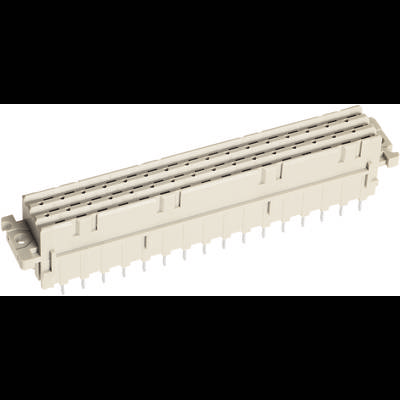 En rektangulär, beige kontakt med ett flertal stift, lämplig för elektroniska anslutningar och installationer.