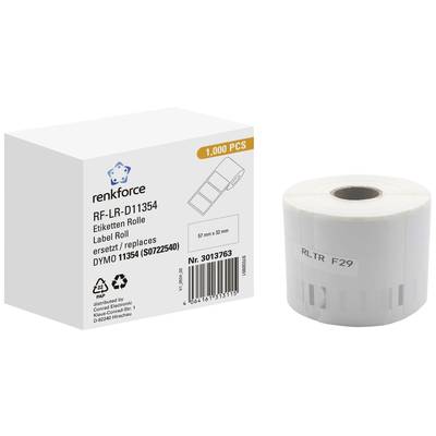 Etikettrulle med 1 000 st i en låda. Kompatibel med DYMO 11354. Mått 57 mm x 32 mm. Modellnummer: 3013763.