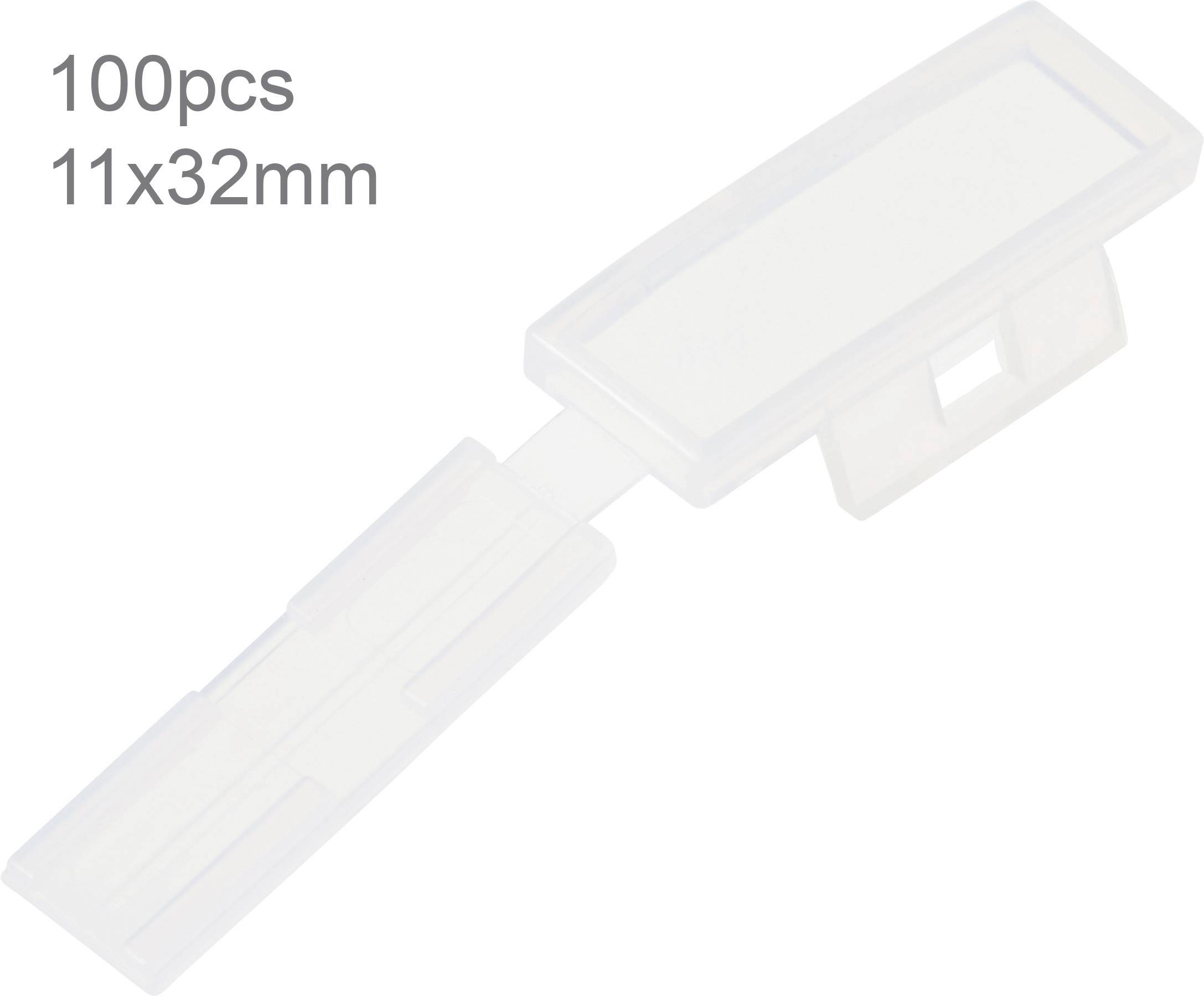 Transparent plastikettbärare, ljus design, storlek: 11x32 mm, antal: 100 stycken.