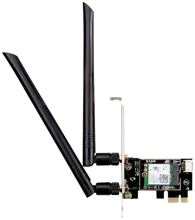 WLAN-adapter med två antenner för trådlös anslutning, lämplig för stationära datorer. Ansluts till en PCIe-plats på moderkortet.