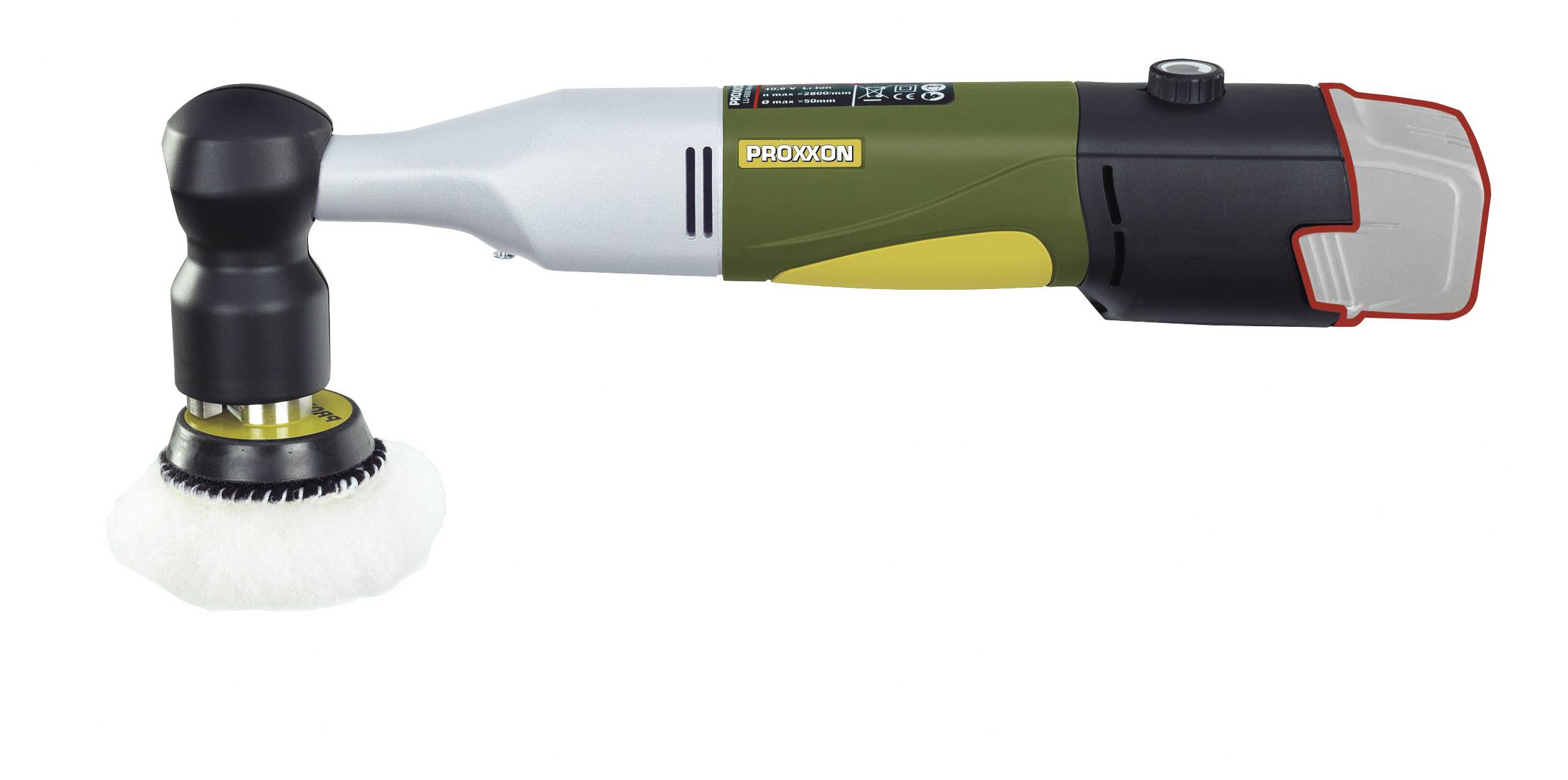 Batteridrift polmaskin med vit poleringsadapter, lämplig för precis polering och slipning av ytor.