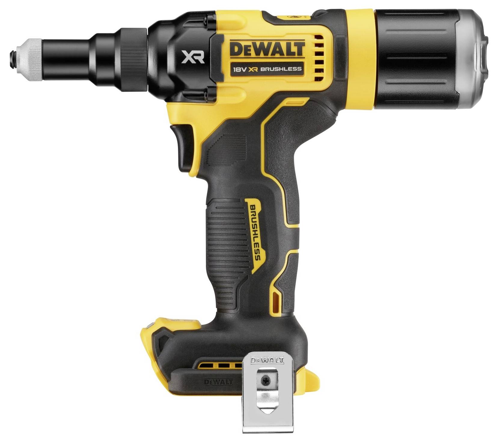Batteridriven slagskruvdragare i svart och gult med logotypen 'DeWALT XR 18V'. Kompakt, robust design, lämplig för professionella användningsområden.