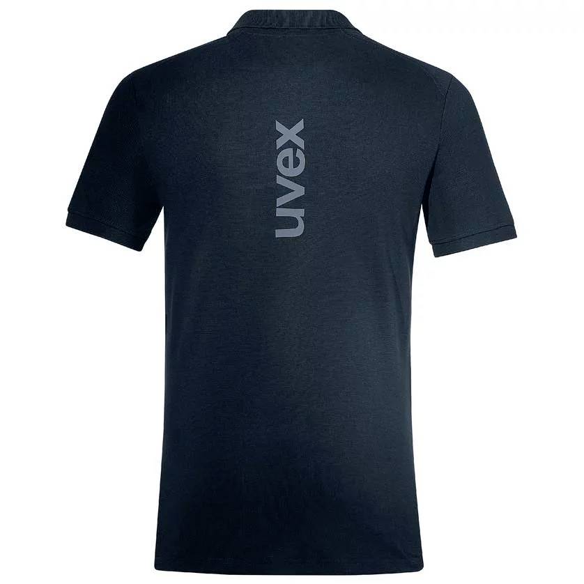 Mörkblå t-shirt med 'uvex' i ljusare text på ryggen.
