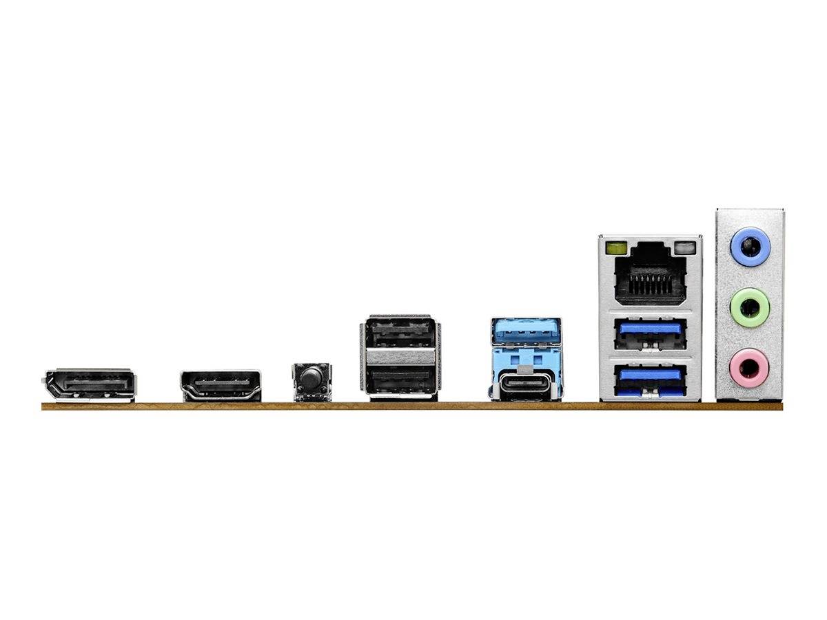 Baksidan av en dator: Olika anslutningar inklusive HDMI, USB, Ethernet och ljuduttag.