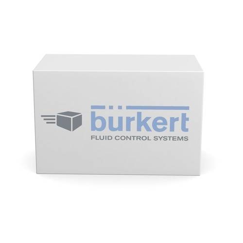 Vit låda med blått 'burkert FLUID CONTROL SYSTEMS'-logo på framsidan.